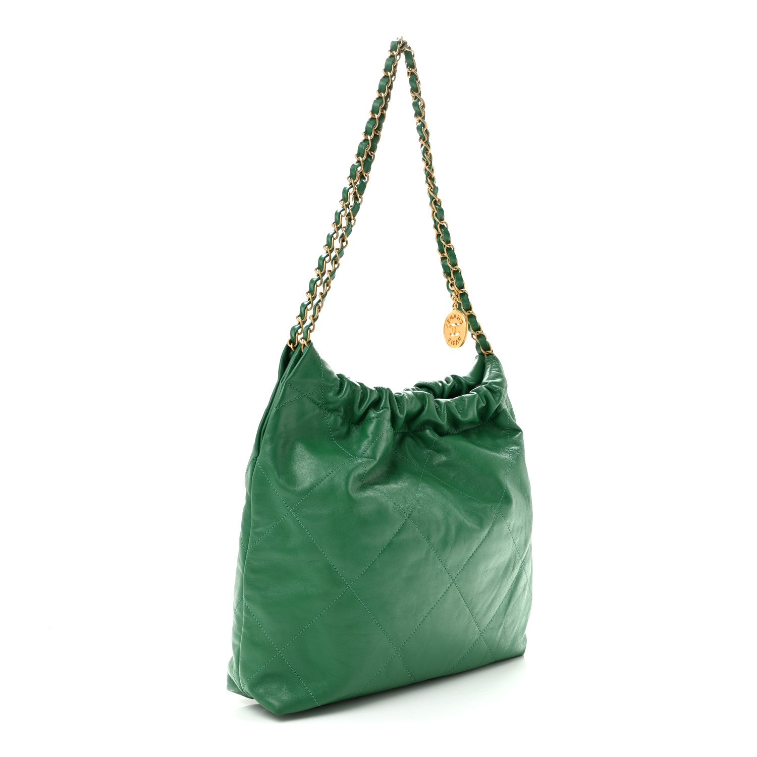 Shiny Calfskin Quilted Small Chanel 22 Green — view 4