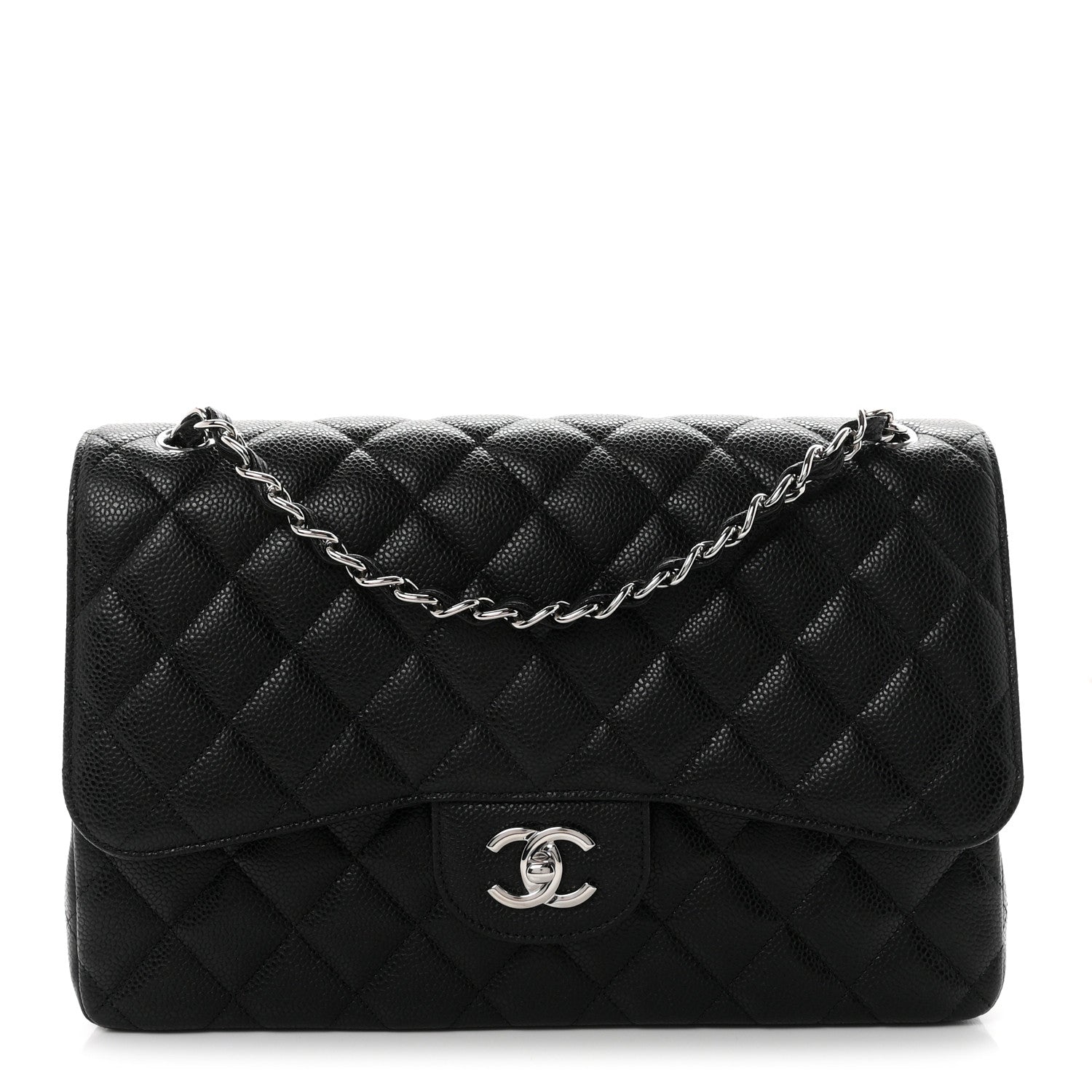 Caviar Quilted Jumbo Double Flap Black — view 1