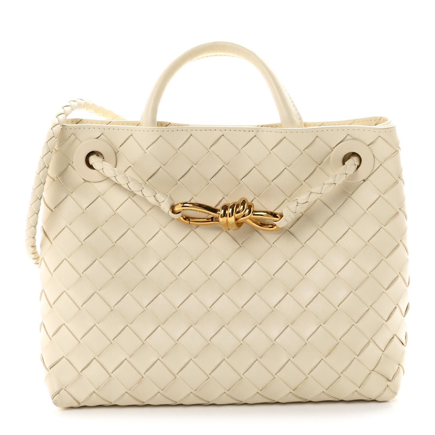 Nappa Intrecciato Small Andiamo Shoulder Bag Sea Salt