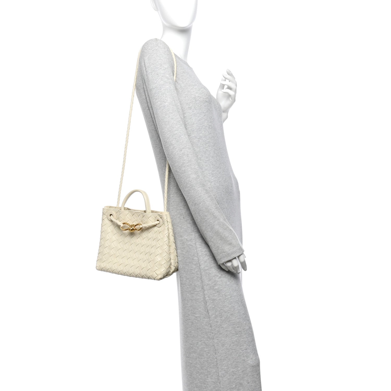 Nappa Intrecciato Small Andiamo Shoulder Bag Sea Salt — view 2