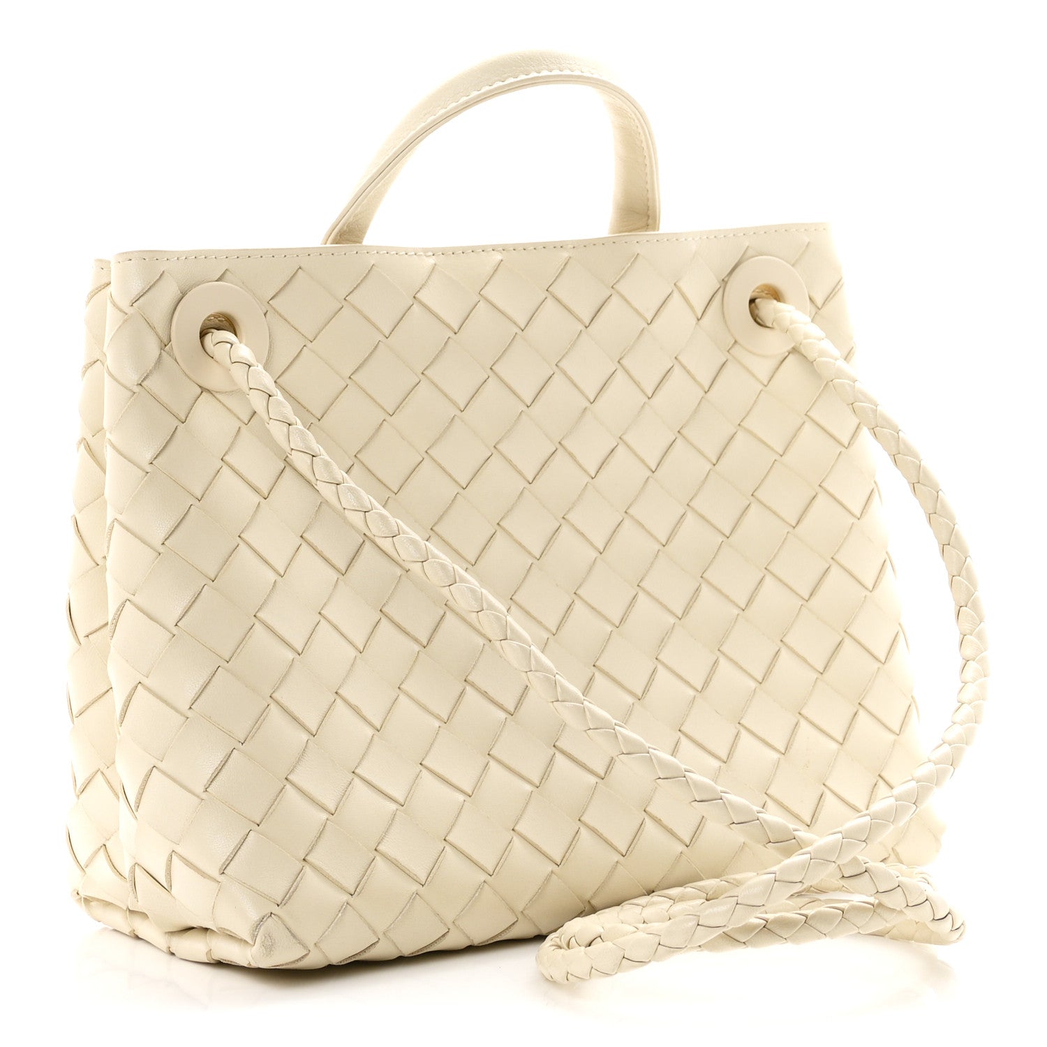 Nappa Intrecciato Small Andiamo Shoulder Bag Sea Salt — view 3
