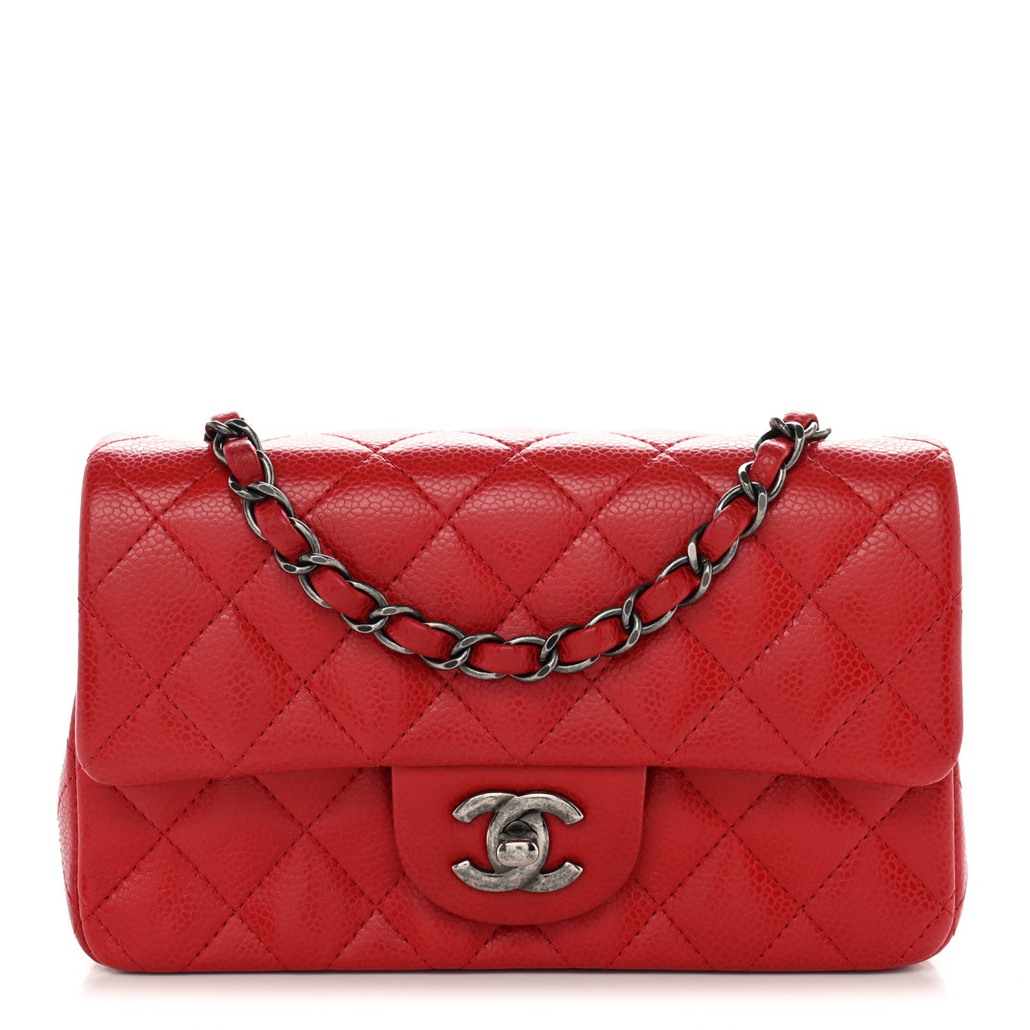 Caviar Quilted Mini Rectangular Flap Red