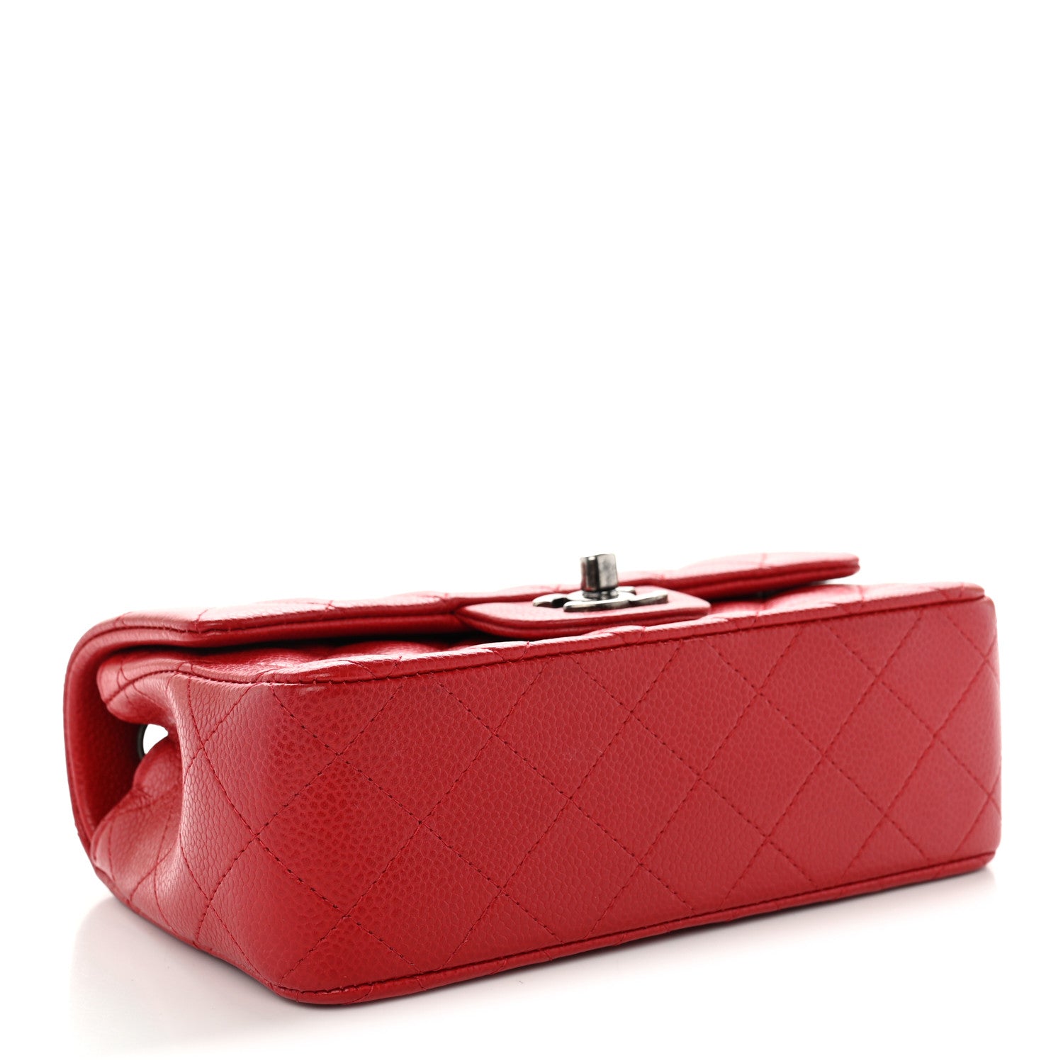 Caviar Quilted Mini Rectangular Flap Red — view 4