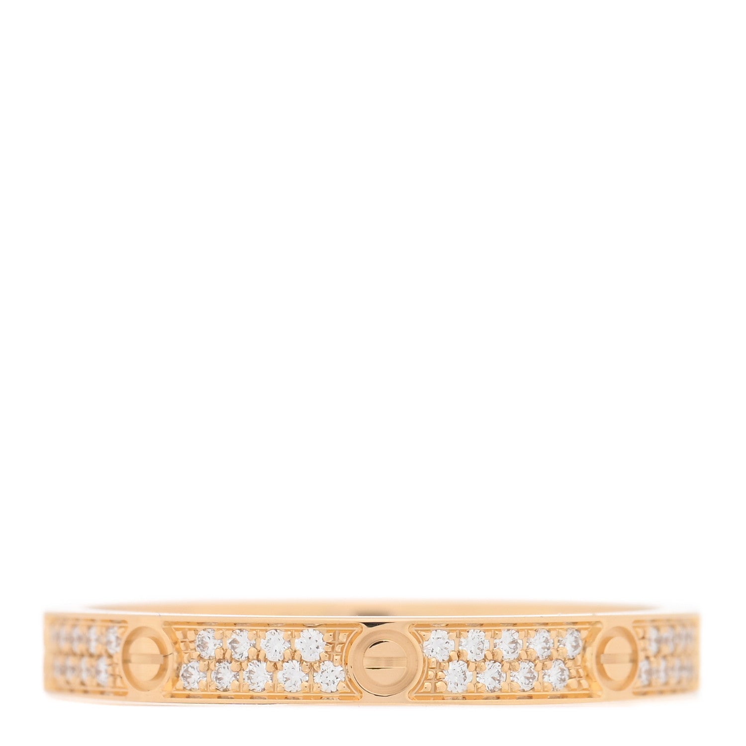 18K Yellow Gold Diamond 2.6mm LOVE Paved Band Ring 54 7