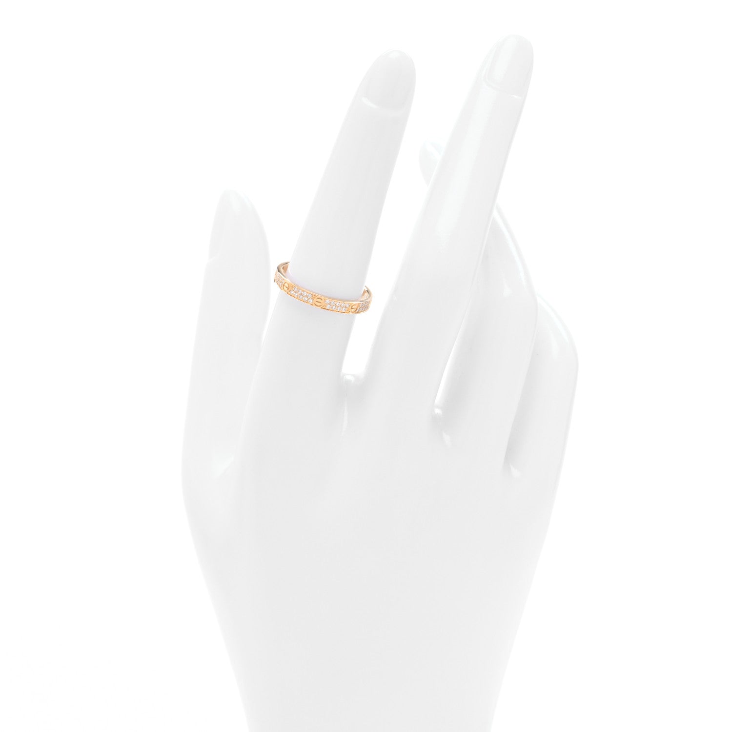 18K Yellow Gold Diamond 2.6mm LOVE Paved Band Ring 54 7 — view 2