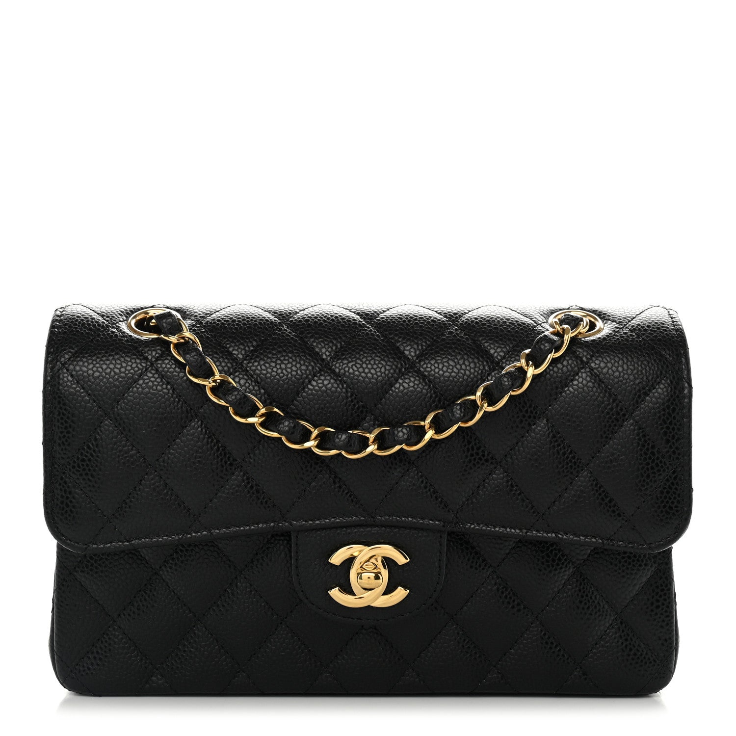 Caviar Quilted Small Double Flap Black