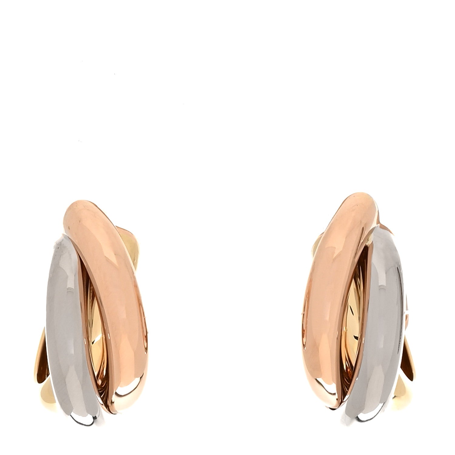 18K Pink Yellow White Gold Small Trinity Earrings
