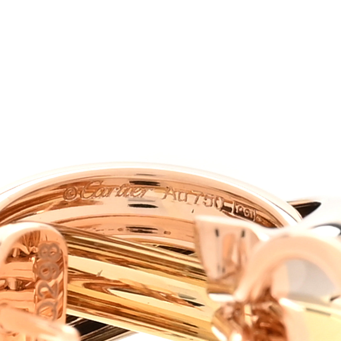 18K Pink Yellow White Gold Small Trinity Earrings — view 4