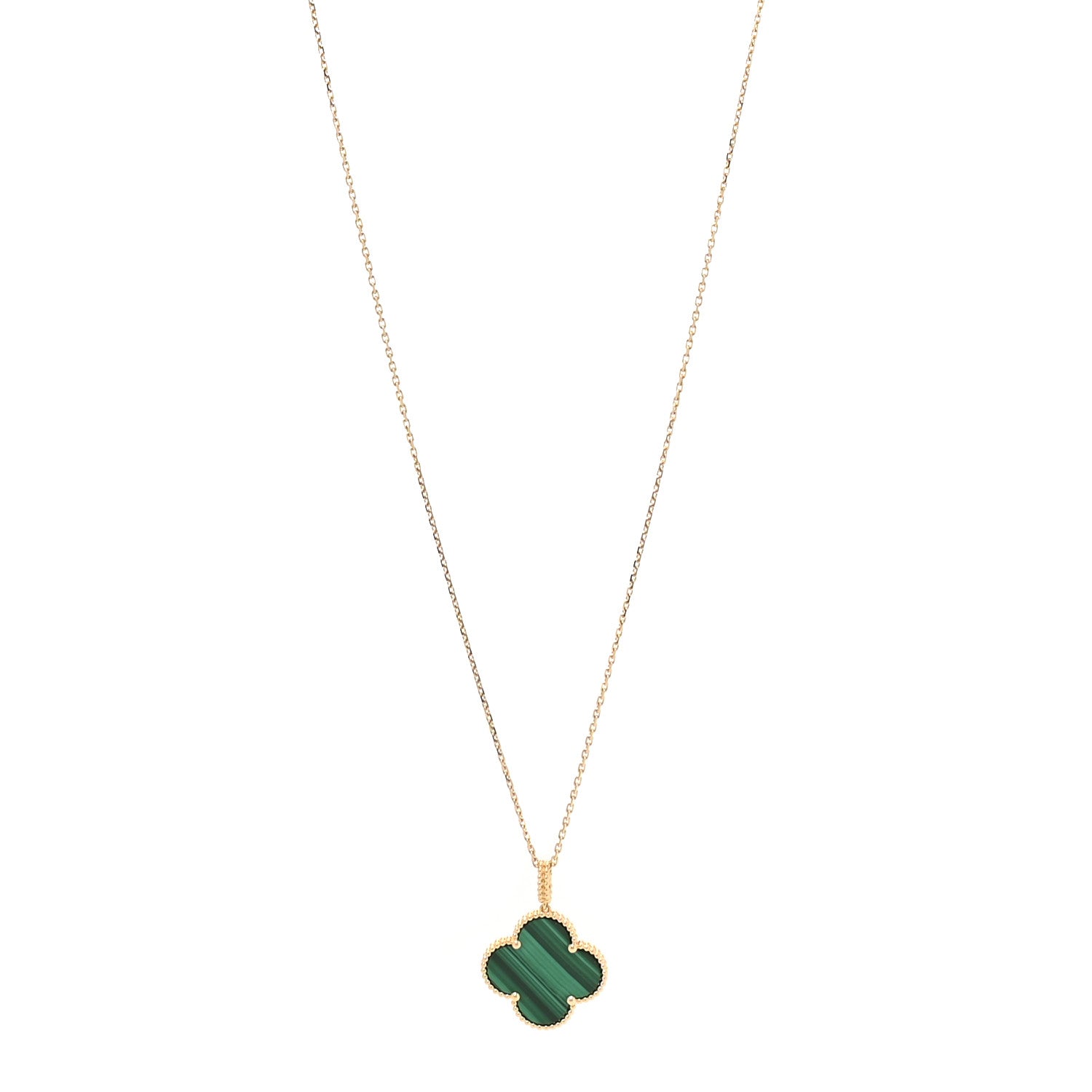 18K Yellow Gold Malachite Magic Alhambra Pendant Necklace