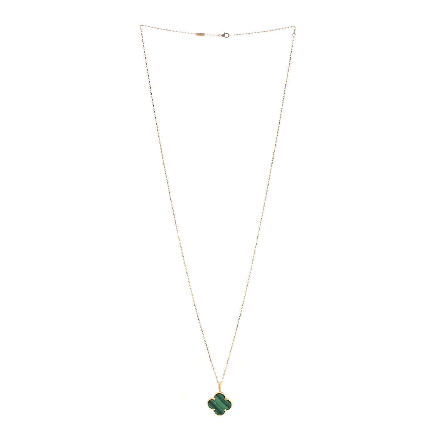 18K Yellow Gold Malachite Magic Alhambra Pendant Necklace — view 3