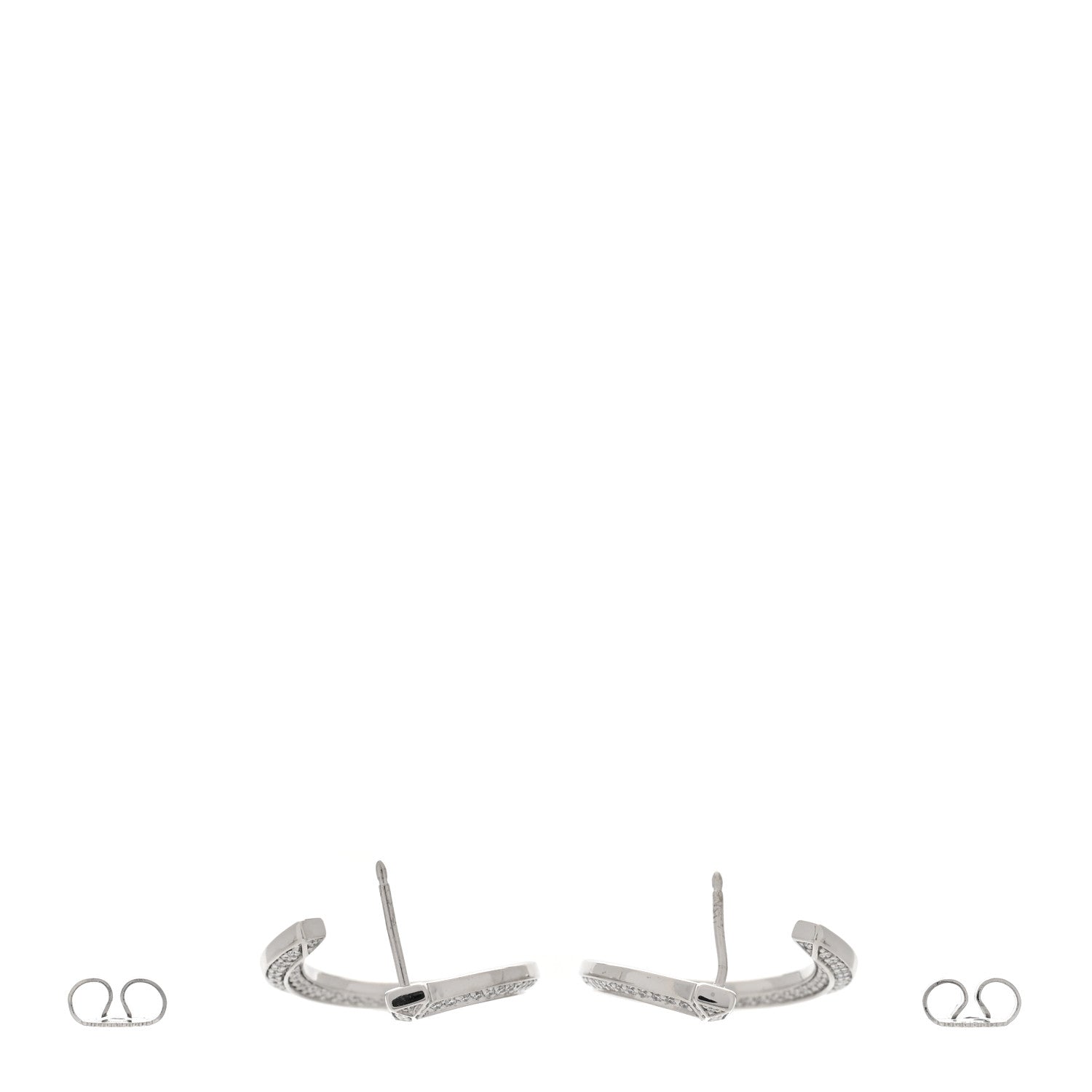 18K White Gold Diamond T1 Open Hoop Earrings — view 3