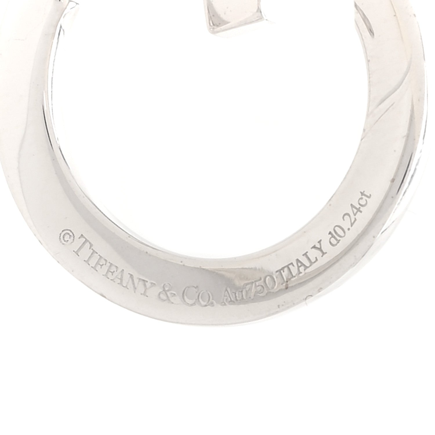 18K White Gold Diamond T1 Open Hoop Earrings — view 4