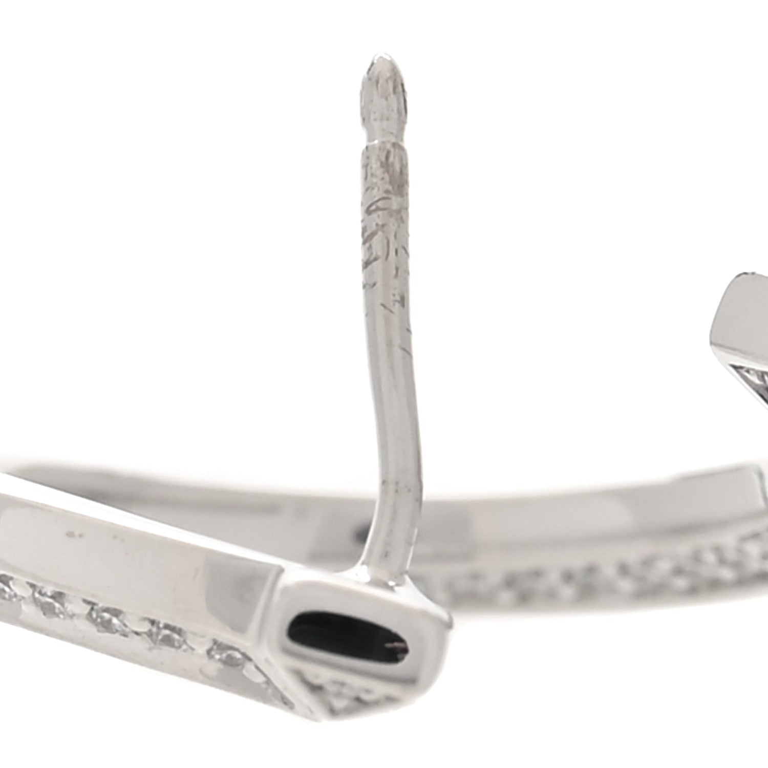 18K White Gold Diamond T1 Open Hoop Earrings — view 5