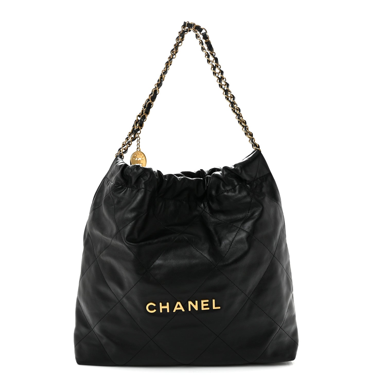 Shiny Calfskin Quilted Chanel 22 Black