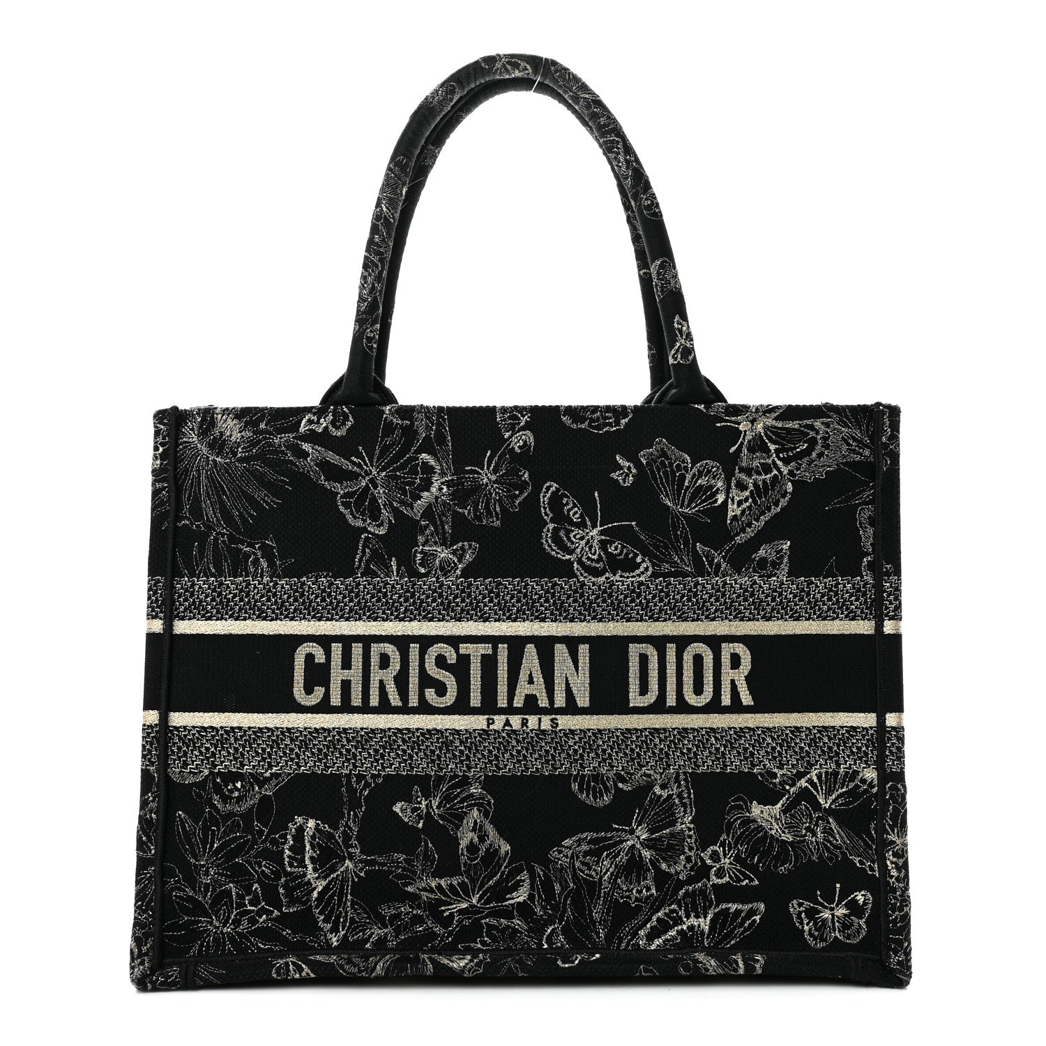 Canvas Embroidered Medium New York Butterfly Book Tote Black