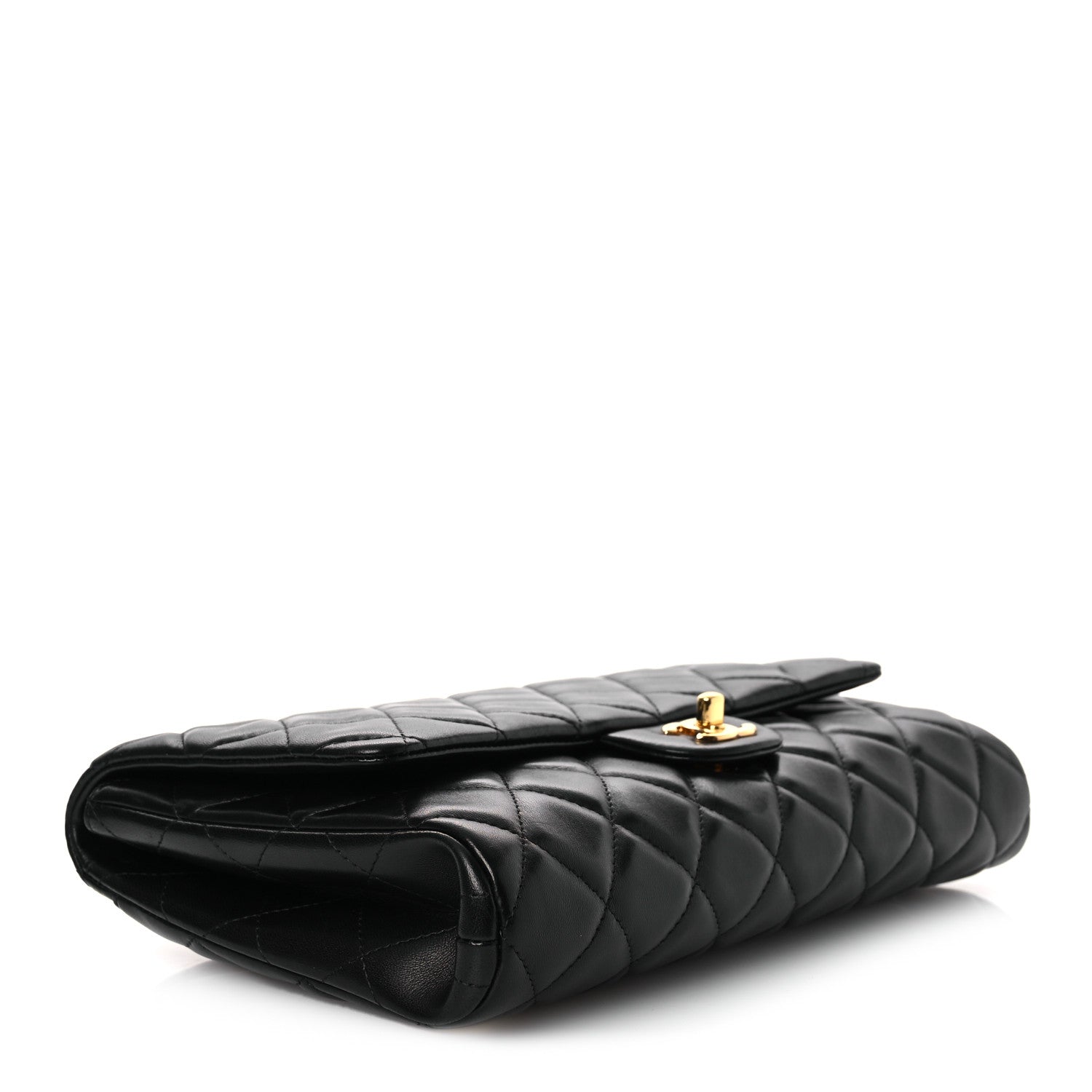 Lambskin Quilted Clutch with Chain Flap Black — view 4