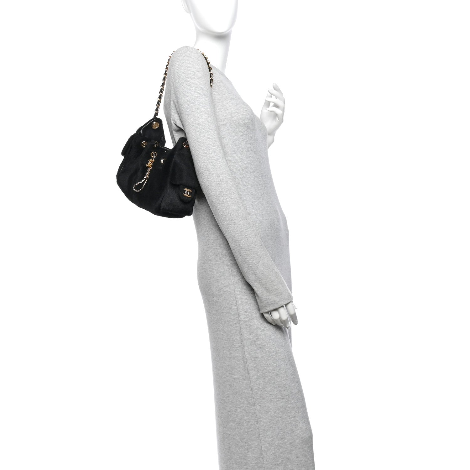 Pony Hair Mini Chanel 25 Handbag Black — view 2