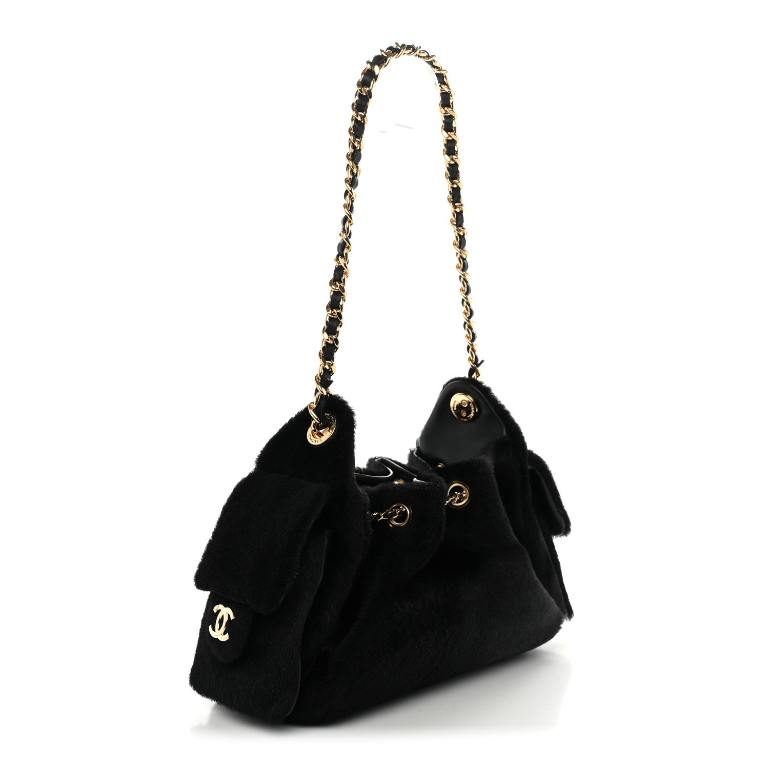 Pony Hair Mini Chanel 25 Handbag Black — view 3