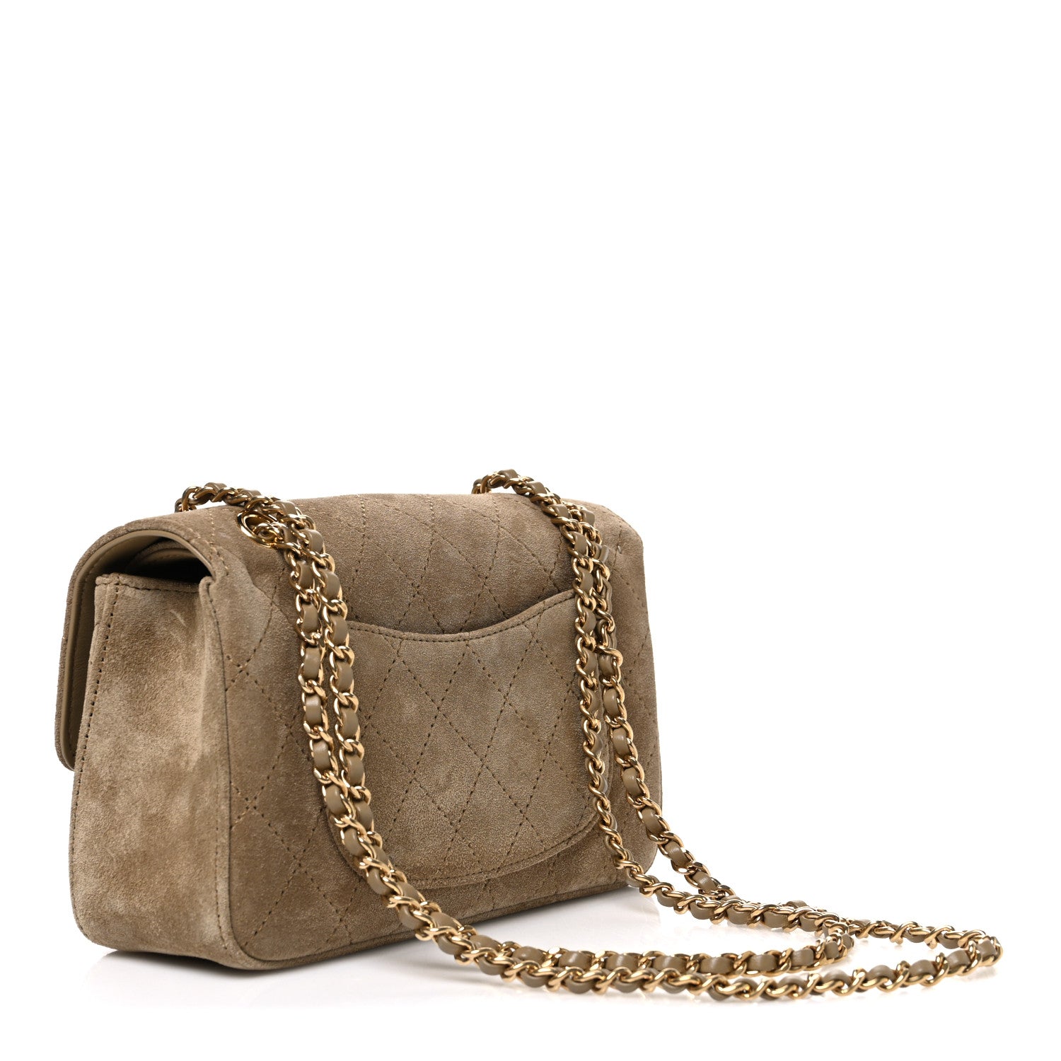 Suede Calfskin Mini Souplissimo Flap Dark Beige — view 3