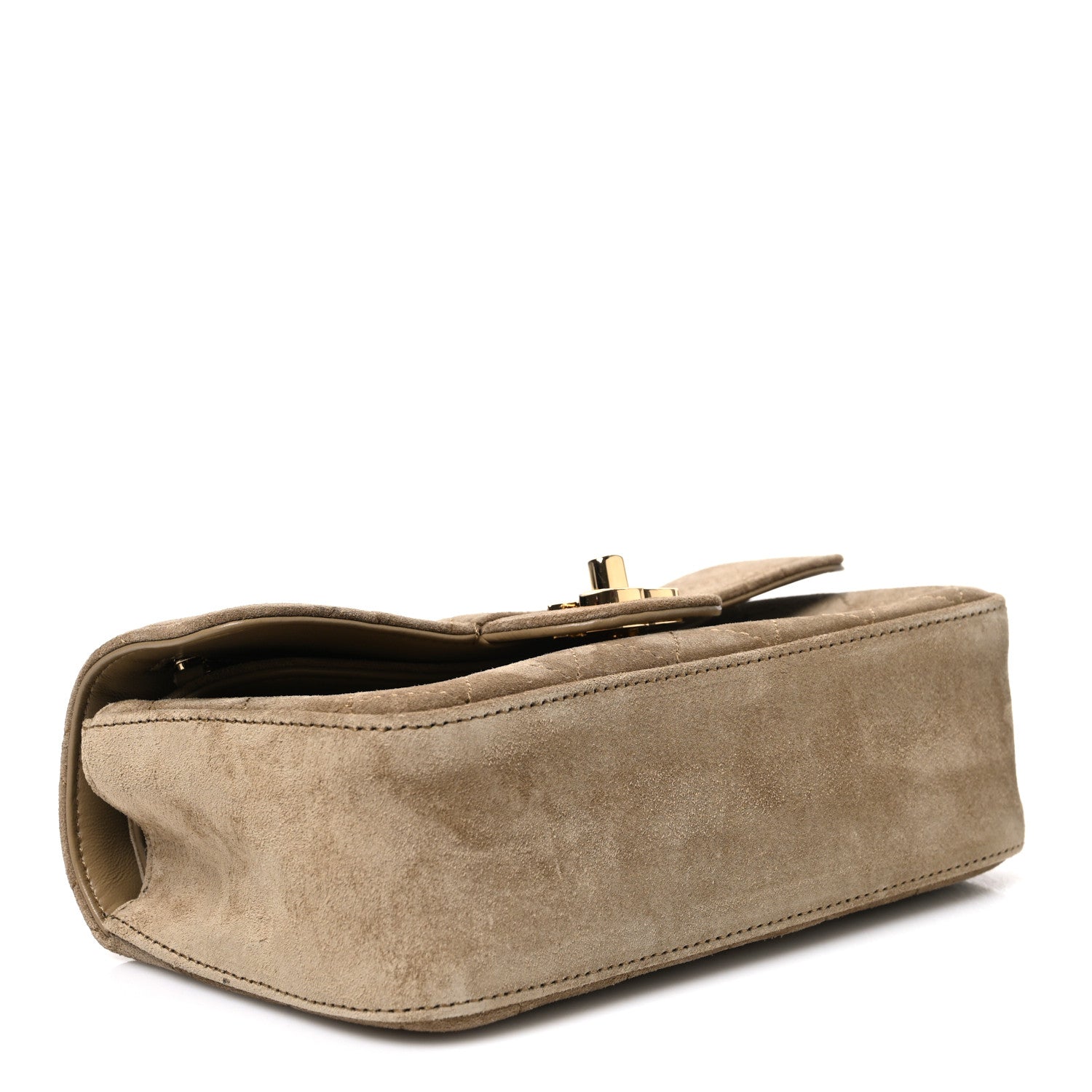 Suede Calfskin Mini Souplissimo Flap Dark Beige — view 4