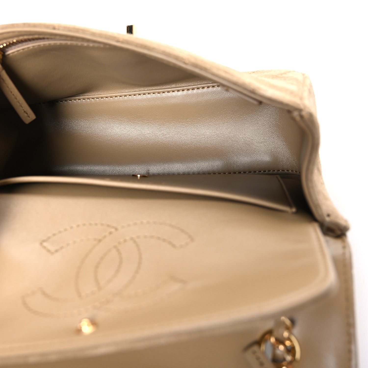 Suede Calfskin Mini Souplissimo Flap Dark Beige — view 5