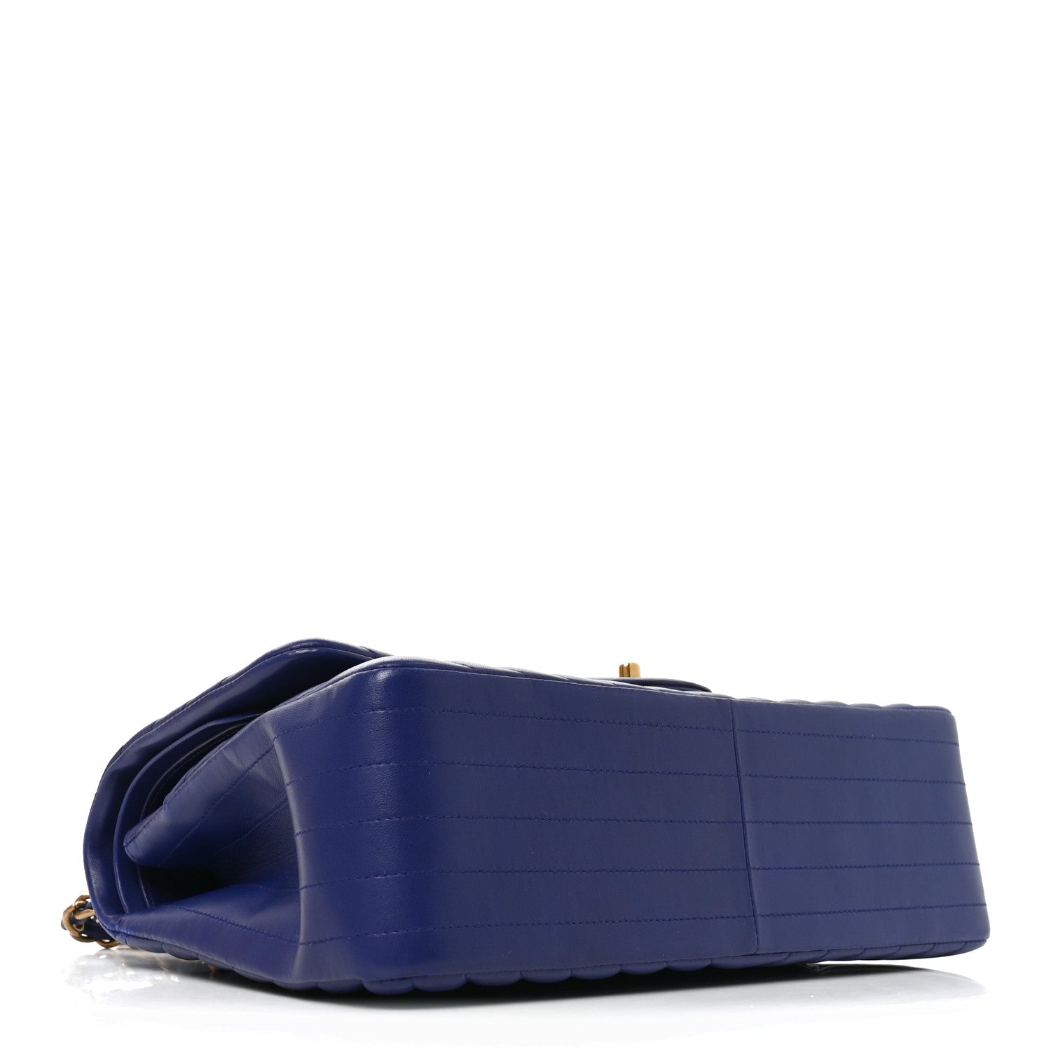 Lambskin Chevron Quilted Jumbo Double Flap Navy Blue — view 4