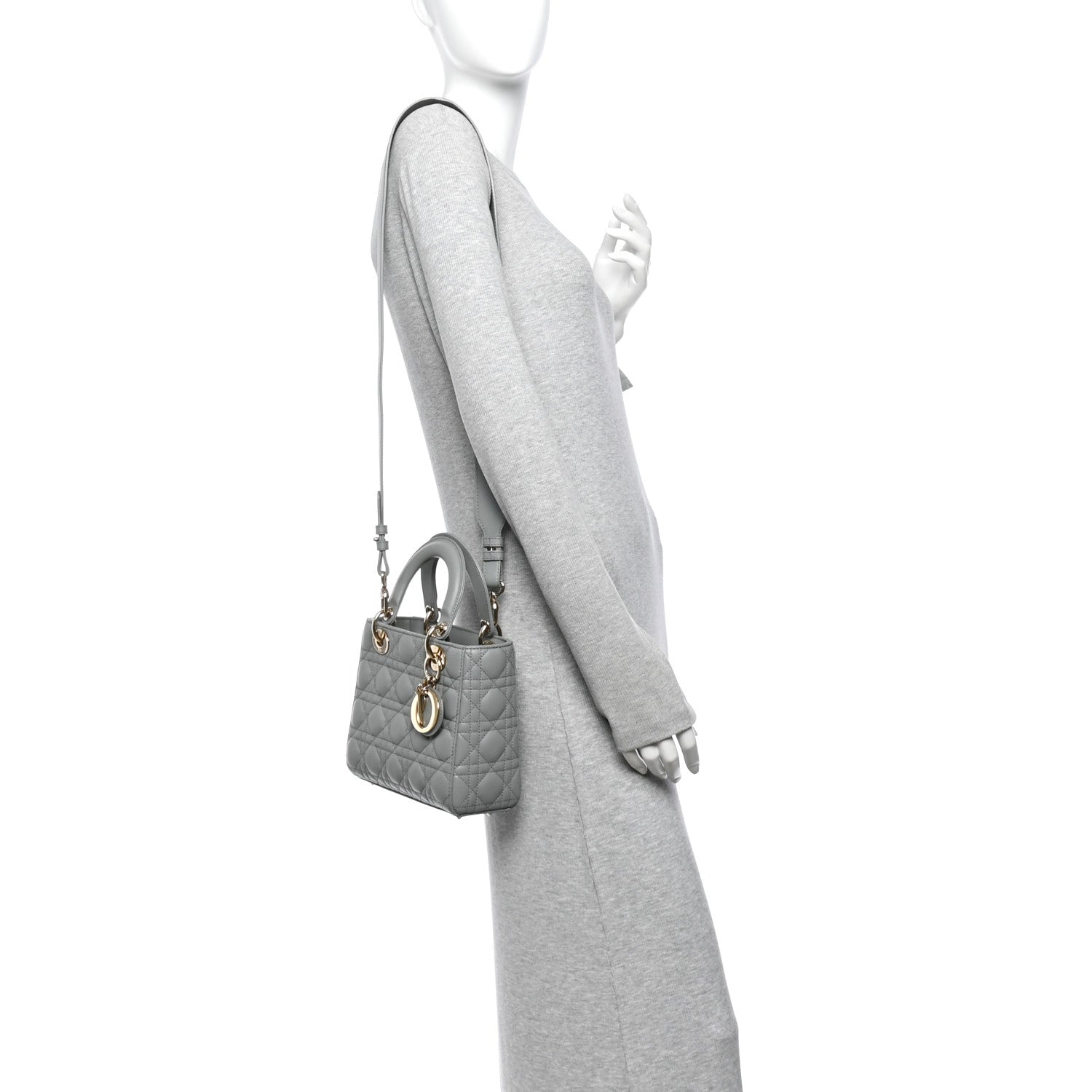 Lambskin Cannage Small My ABCDior Lady Dior Grey — view 2