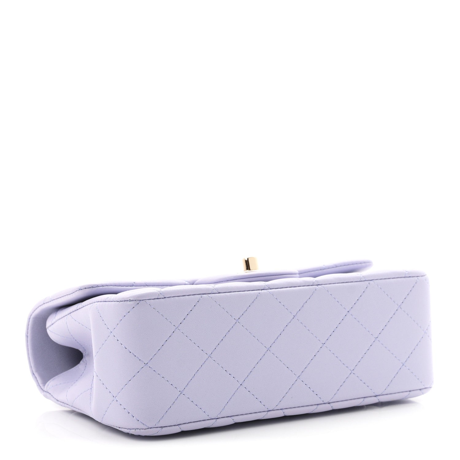 Lambskin Quilted Mini Top Handle Rectangular Flap Light Purple — view 4