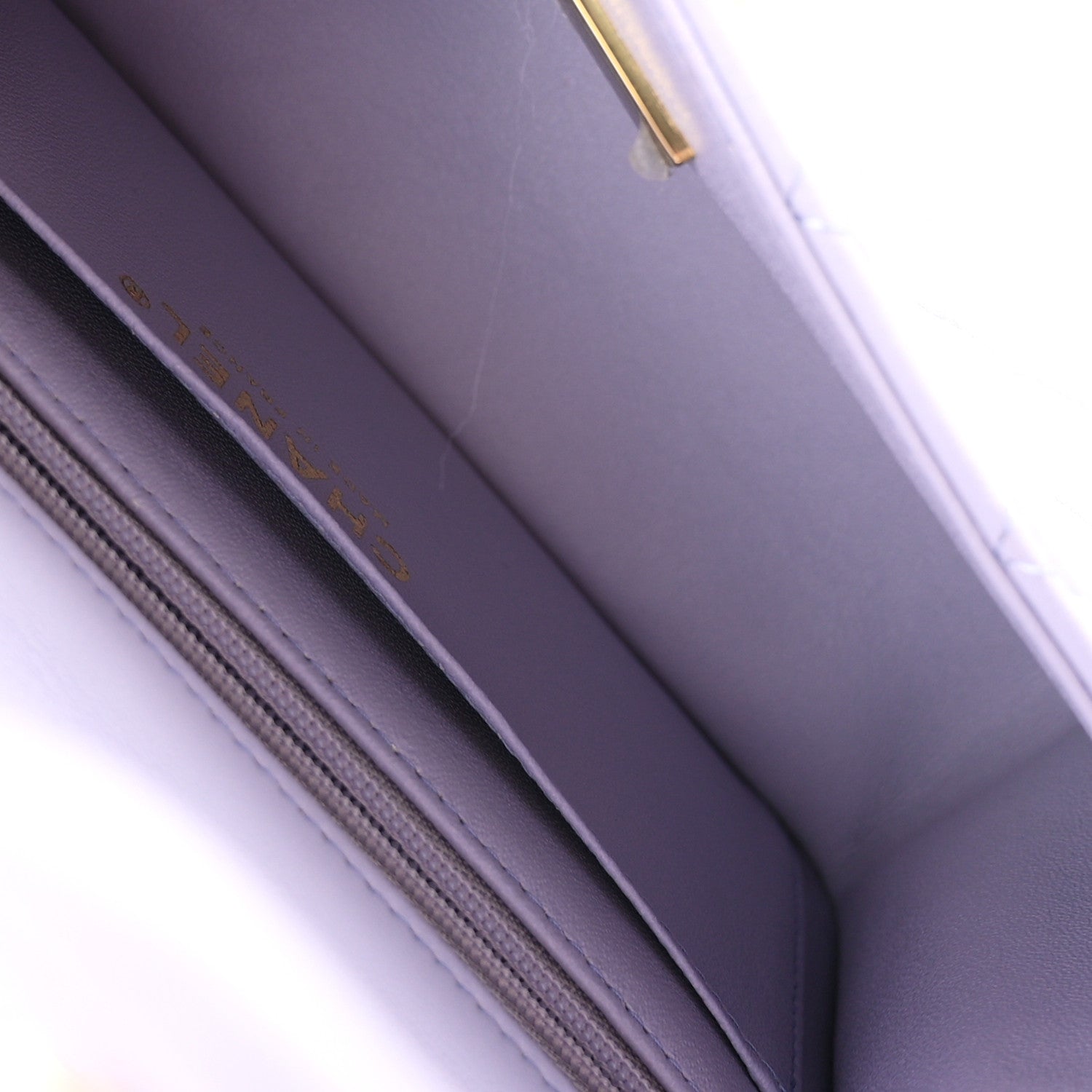 Lambskin Quilted Mini Top Handle Rectangular Flap Light Purple — view 5
