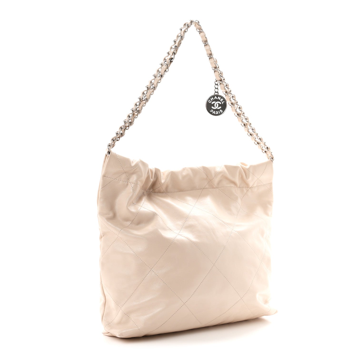 Shiny Calfskin Quilted Small Chanel 22 Ecru — view 4