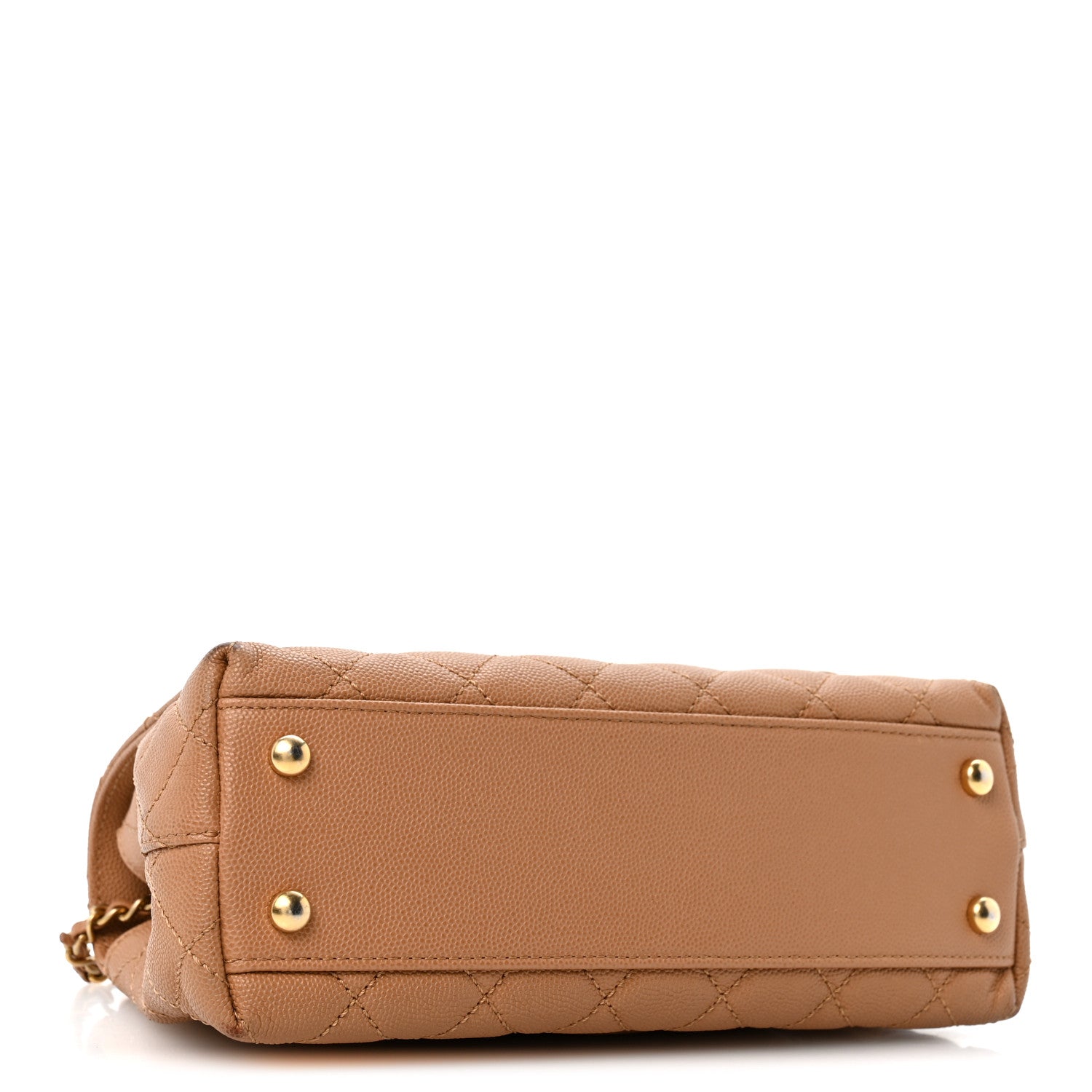 Caviar Quilted Mini Coco Chain Handle Flap Dark Beige — view 4