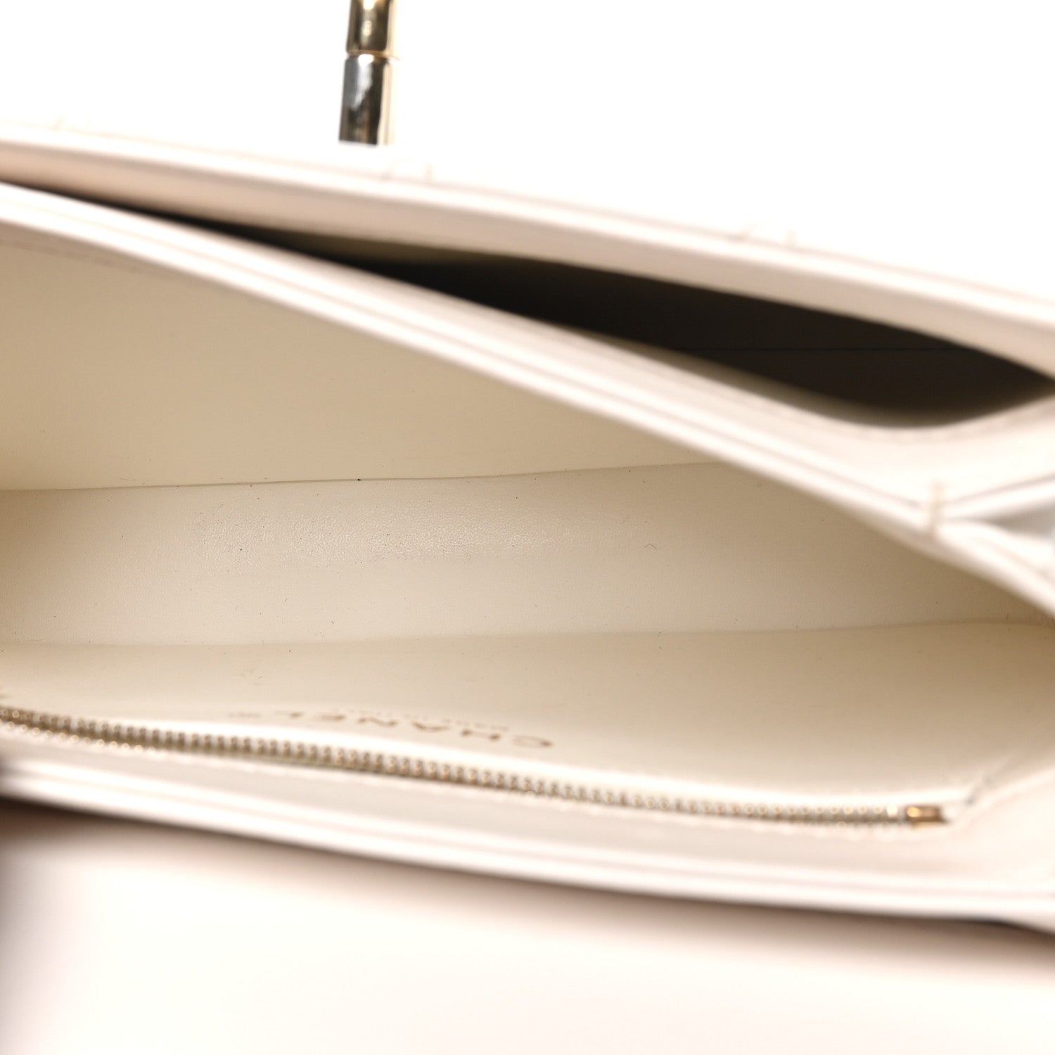Lambskin Crystal Quilted Mini Trendy CC Dual Handle Flap Bag White — view 5