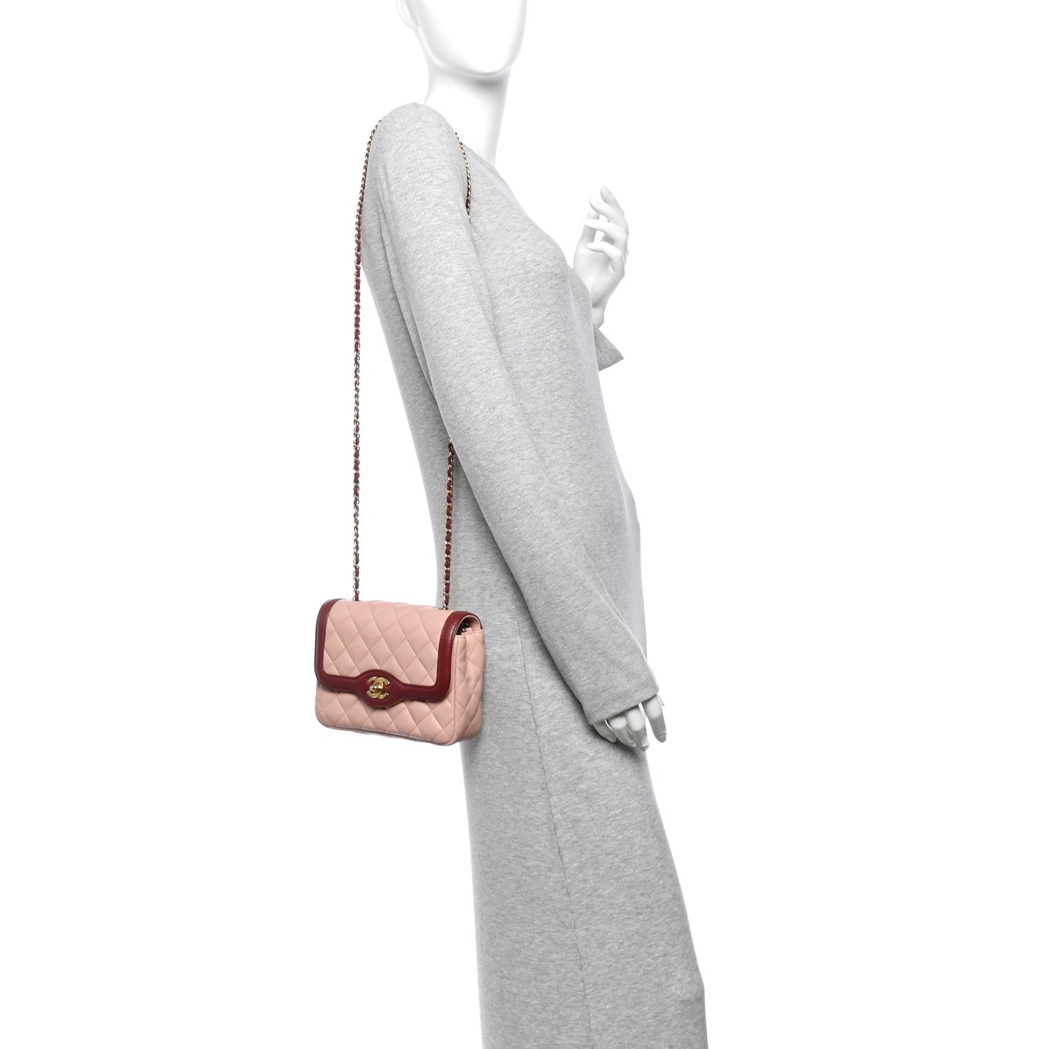 Lambskin Quilted Mini Two Tone Day Flap Pink Burgundy — view 2