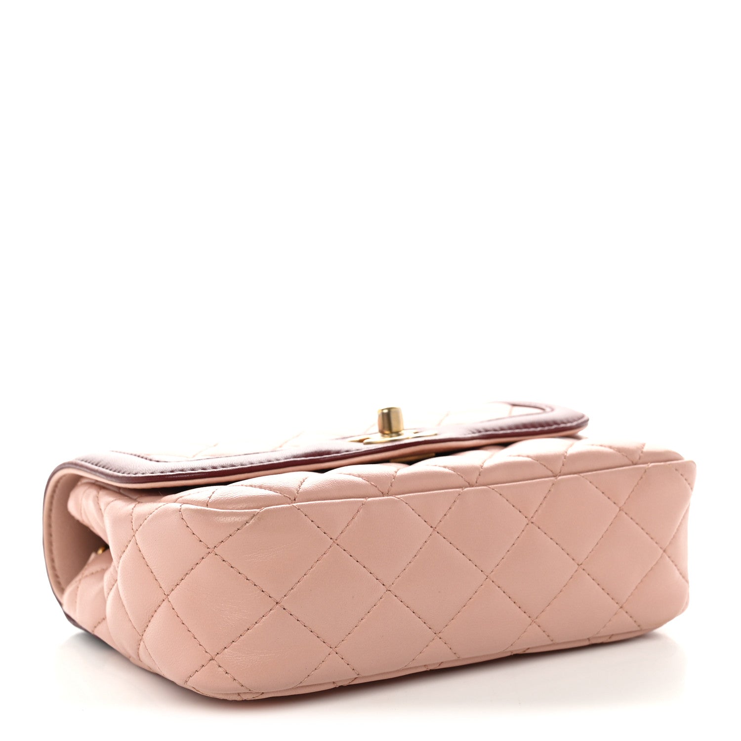 Lambskin Quilted Mini Two Tone Day Flap Pink Burgundy — view 4