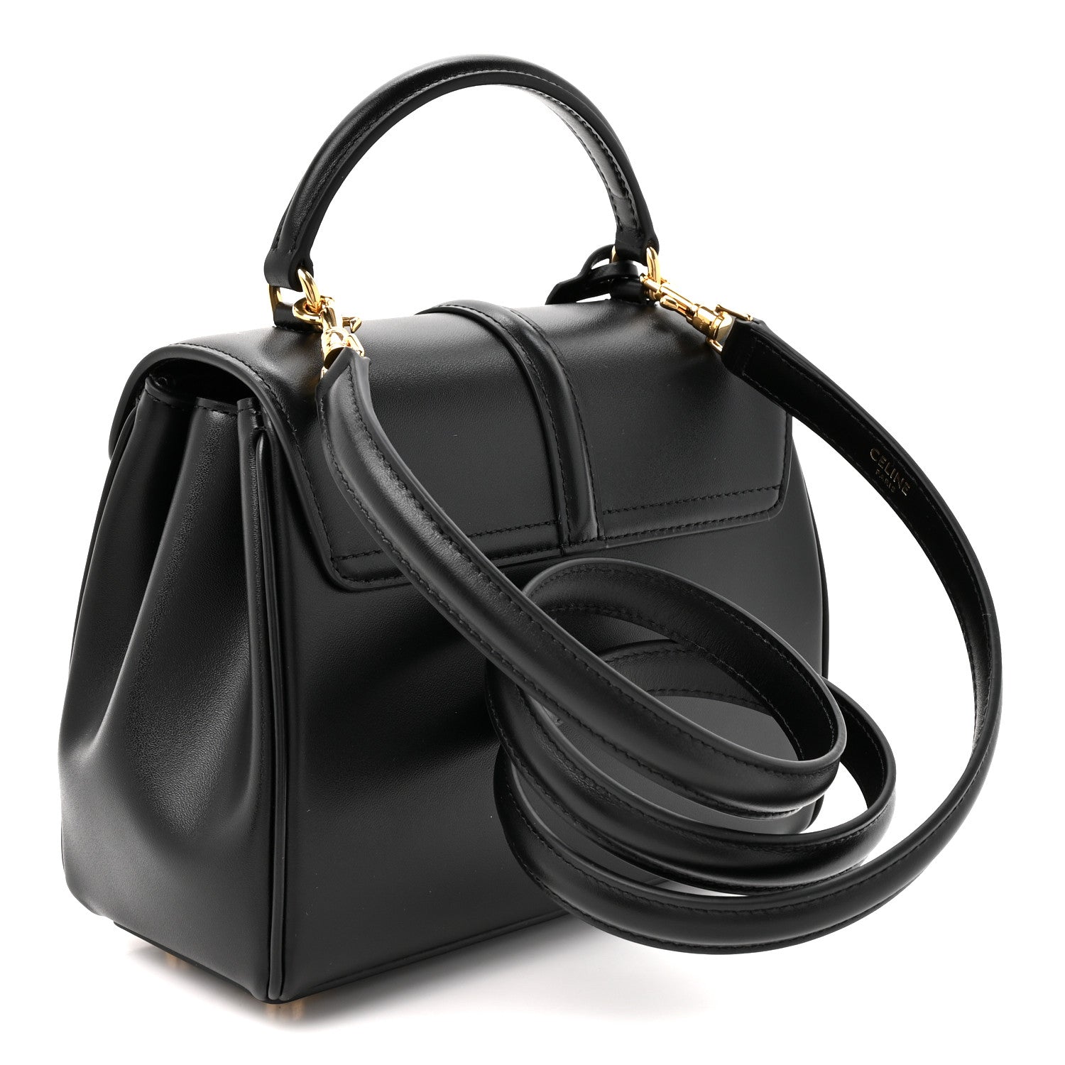 Satinated Calfskin Mini 16 Top Handle Bag Black — view 3