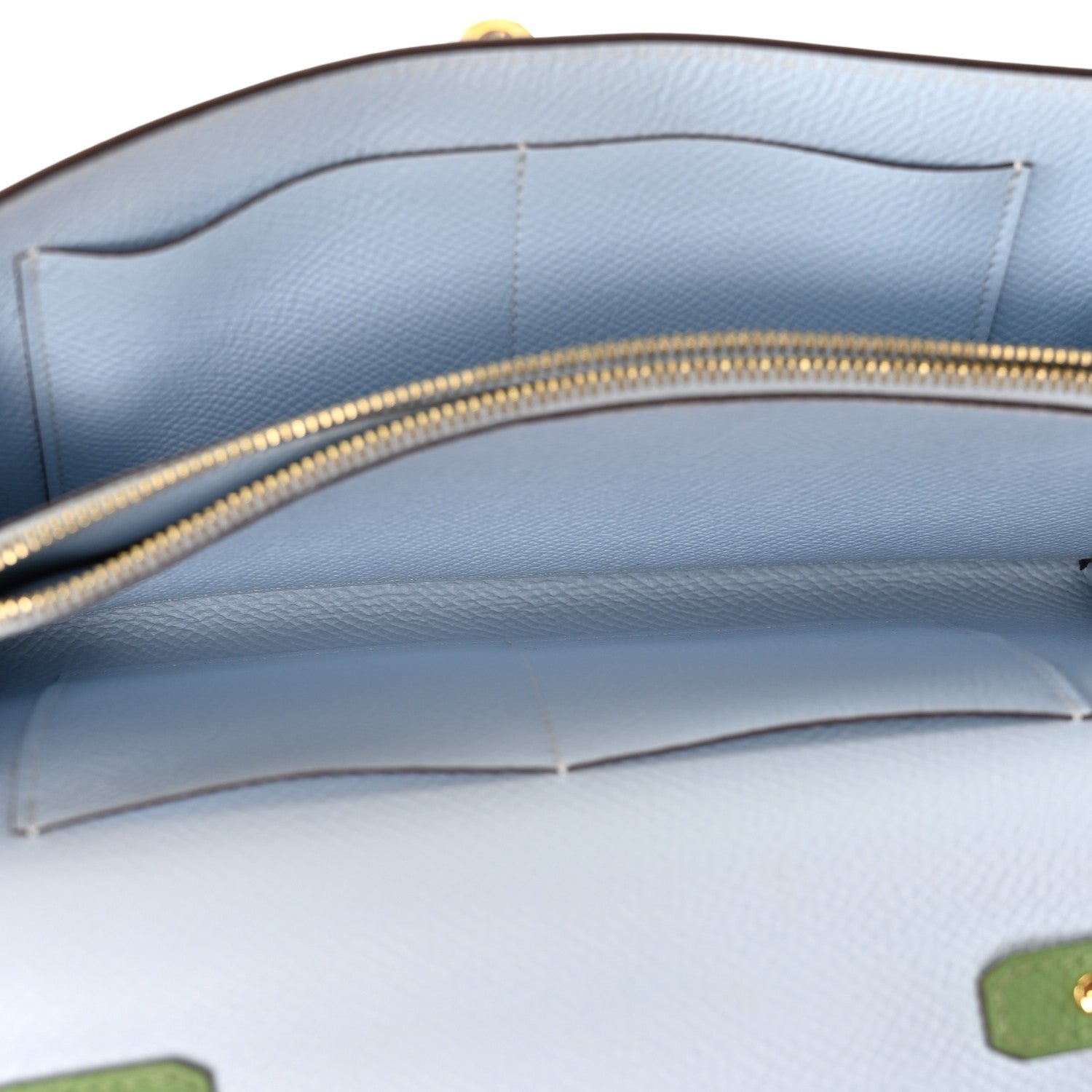 Epsom Verso Kelly Wallet To Go Vert Criquet Bleu Brume — view 5