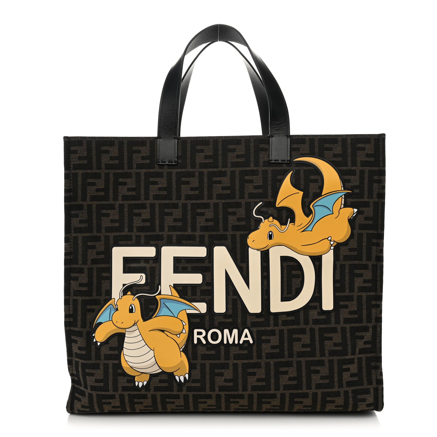 X FRGMT X POKEMON Fabric Jacquard FF Pokemon Shopping Tote Bag Tobacco Moro Giallo Mimosa