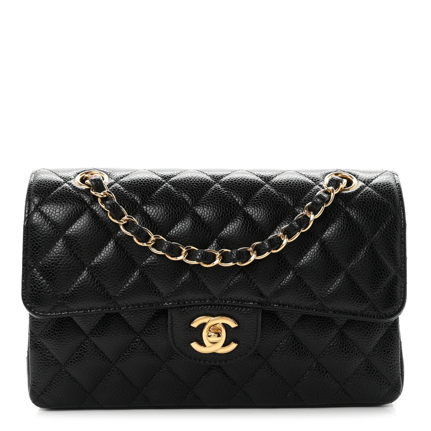 Caviar Quilted Small Double Flap Black