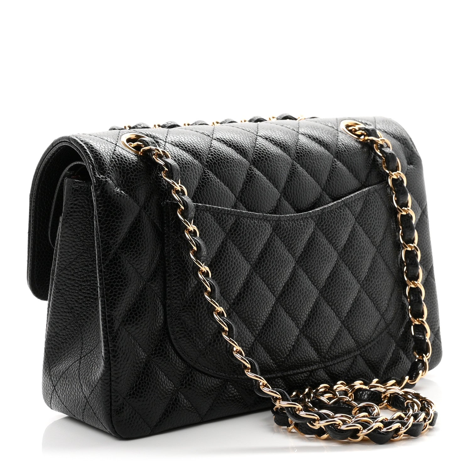 Caviar Quilted Small Double Flap Black — view 3