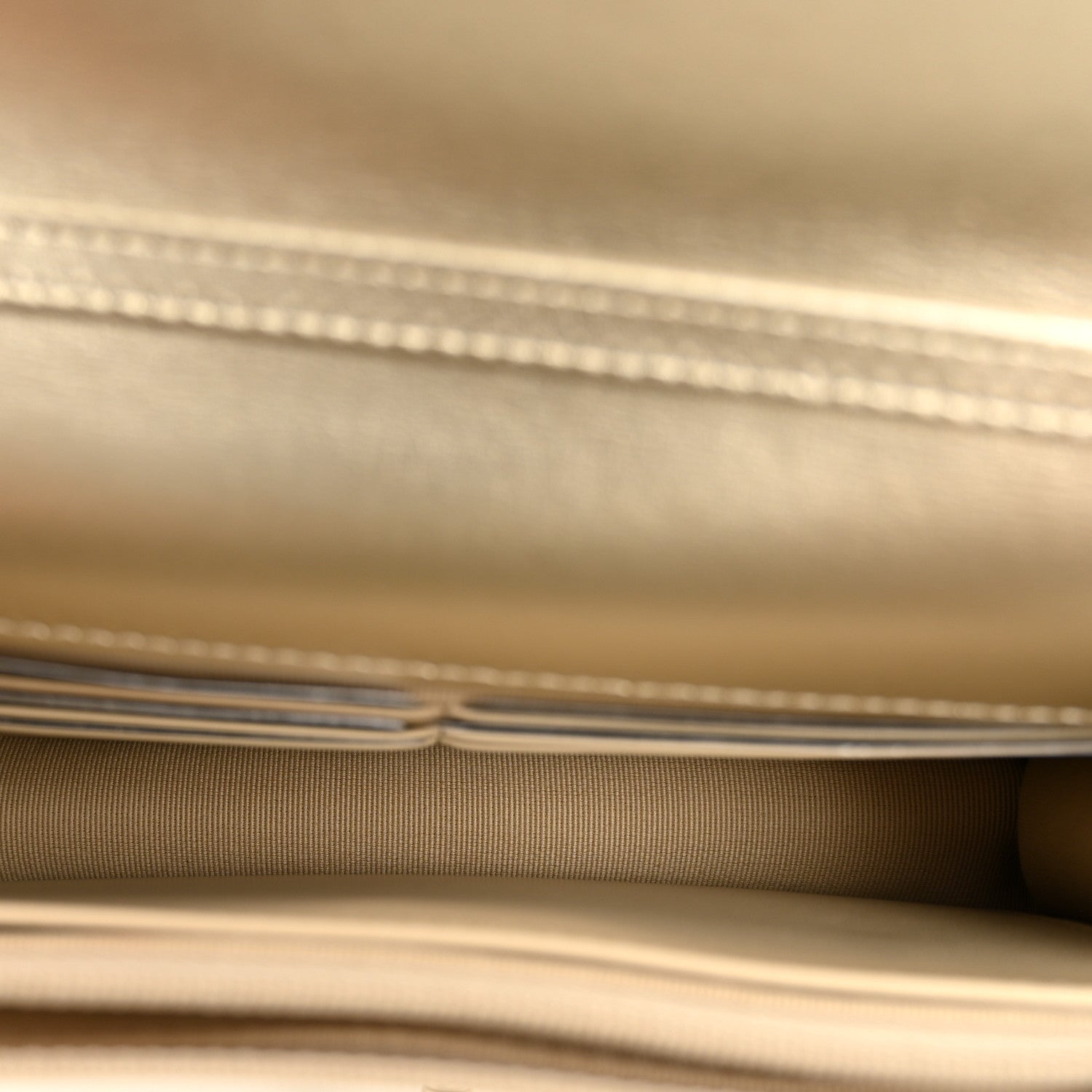 Metallic Caviar Quilted CC Crush Wallet On Chain WOC Light Gold — view 5