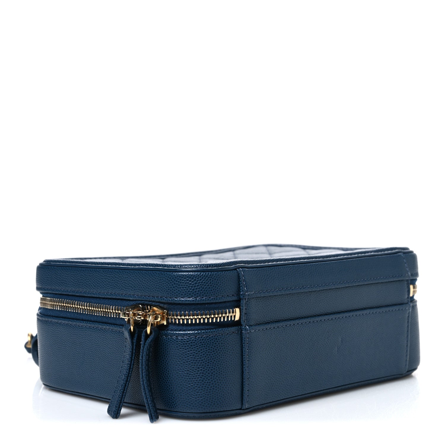 Caviar Quilted Medium CC Filigree Vanity Case Dark Blue — view 4