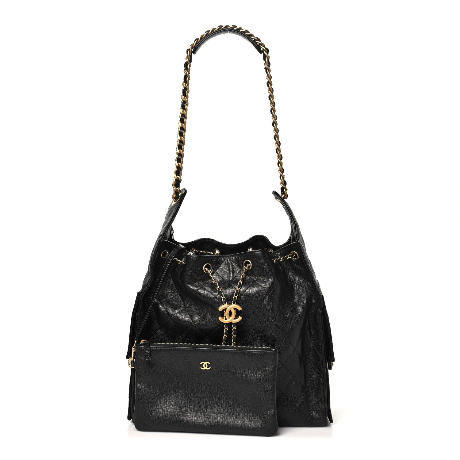 Caviar Quilted Medium Chanel 25 Handbag Black — view 3