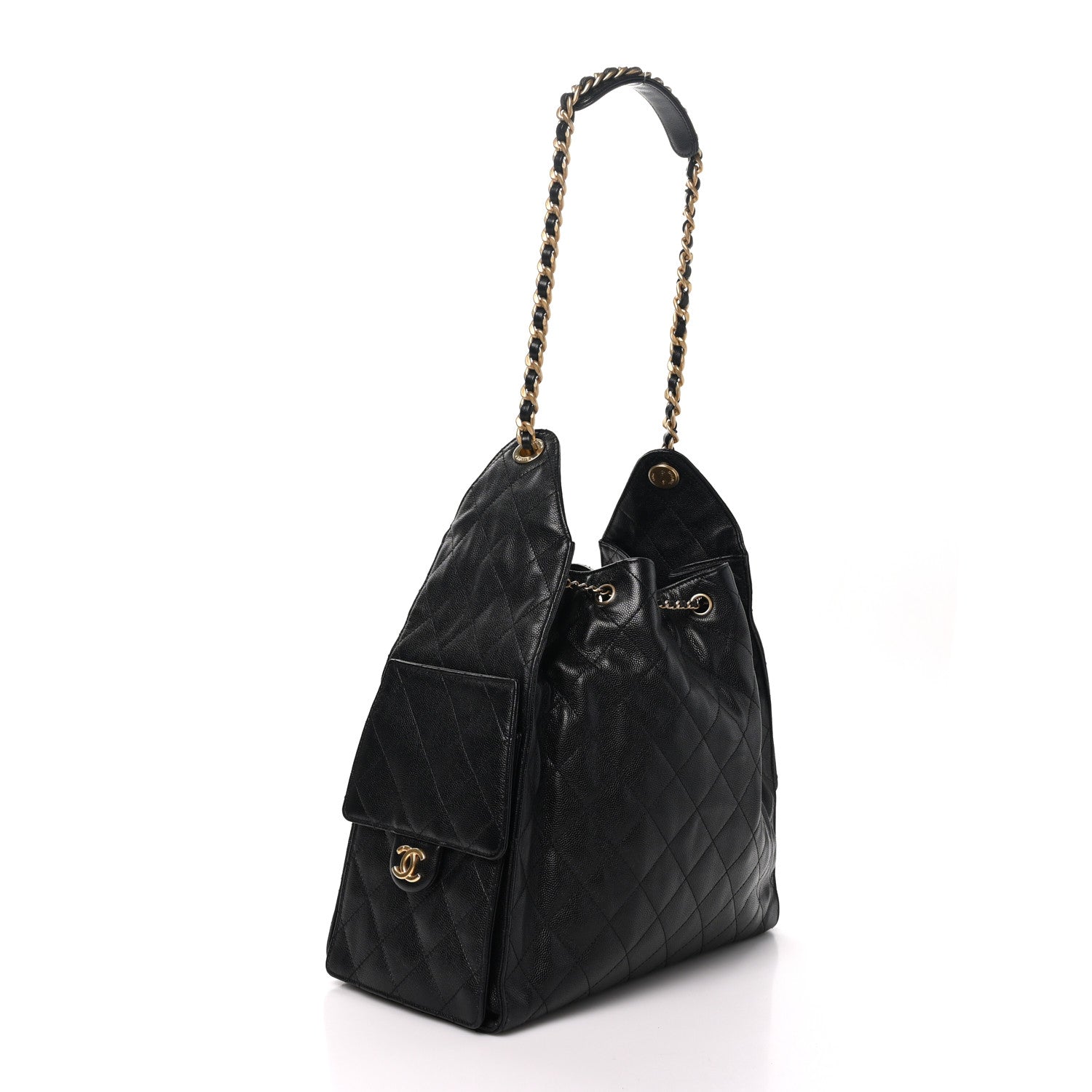 Caviar Quilted Medium Chanel 25 Handbag Black — view 4