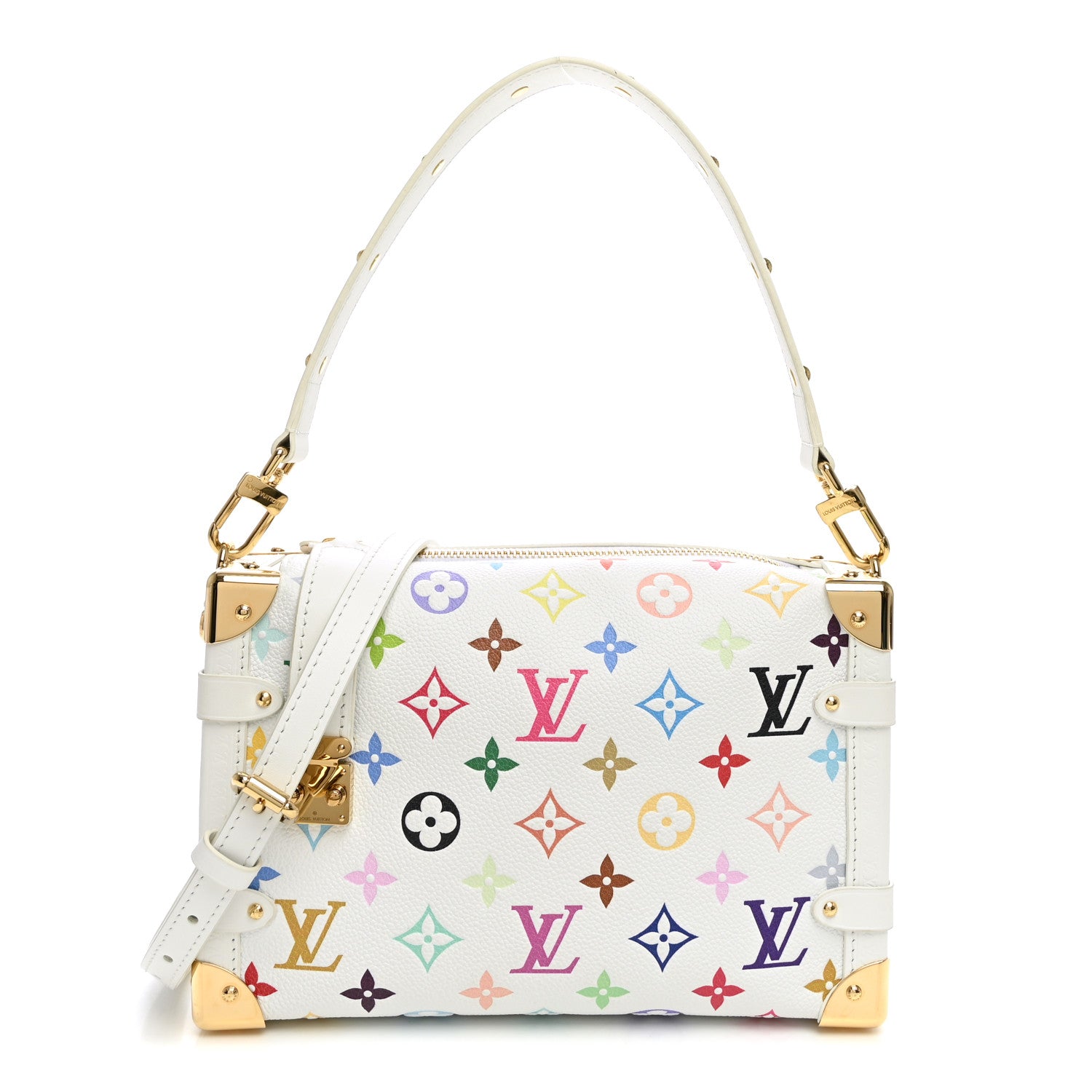 LV x TM Cowhide Monogram Multicolor Side Trunk MM White