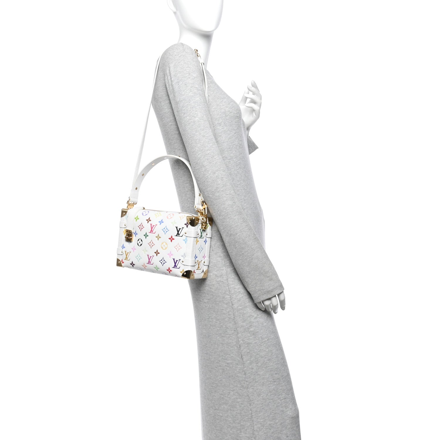 LV x TM Cowhide Monogram Multicolor Side Trunk MM White — view 2