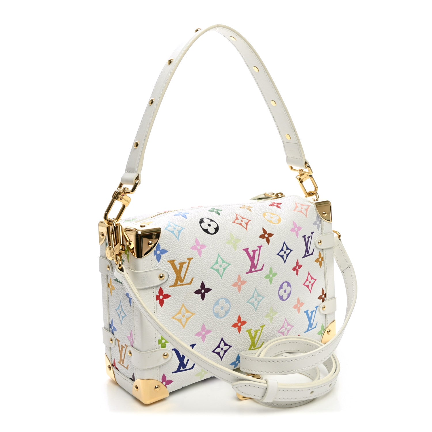 LV x TM Cowhide Monogram Multicolor Side Trunk MM White — view 3