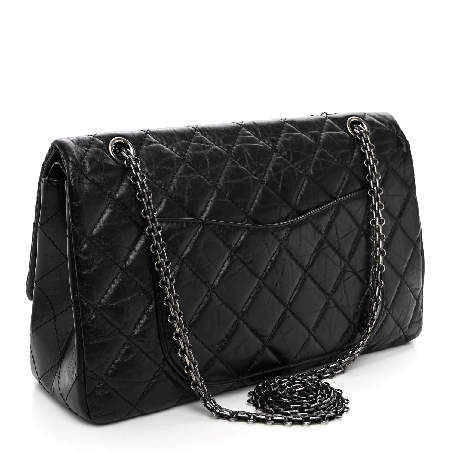 Aged Calfskin Quilted 2.55 Reissue 227 Flap Black — view 3