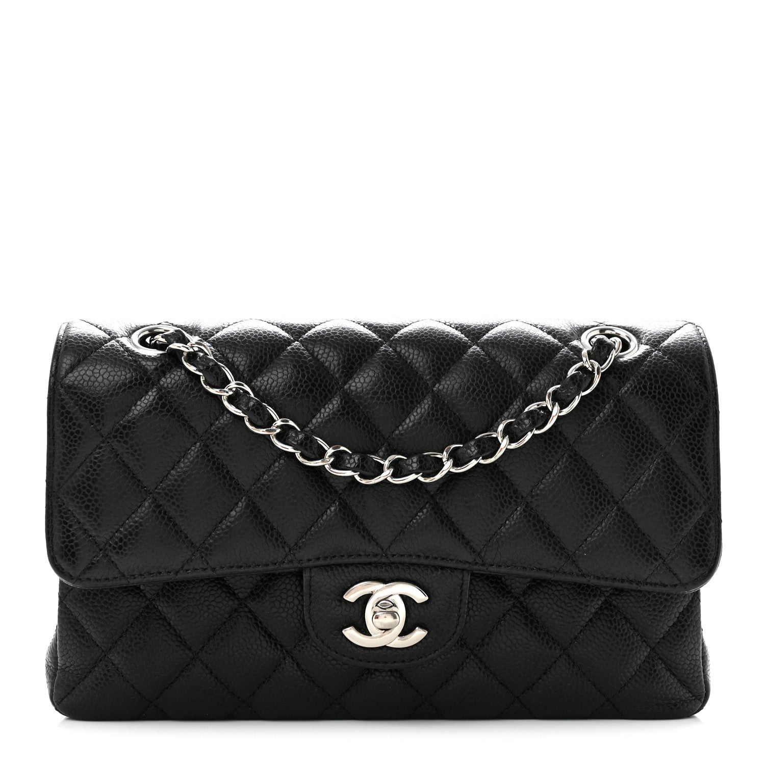Caviar Quilted Small Double Flap Black