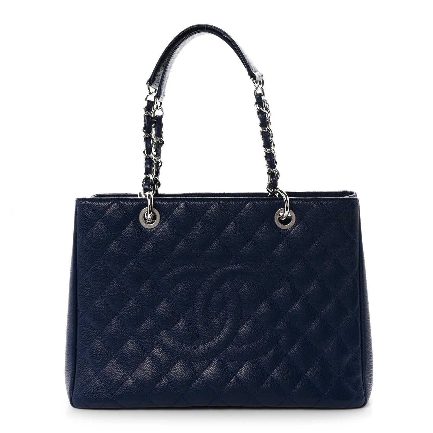 Caviar Quilted Grand Shopping Tote GST Dark Navy Blue