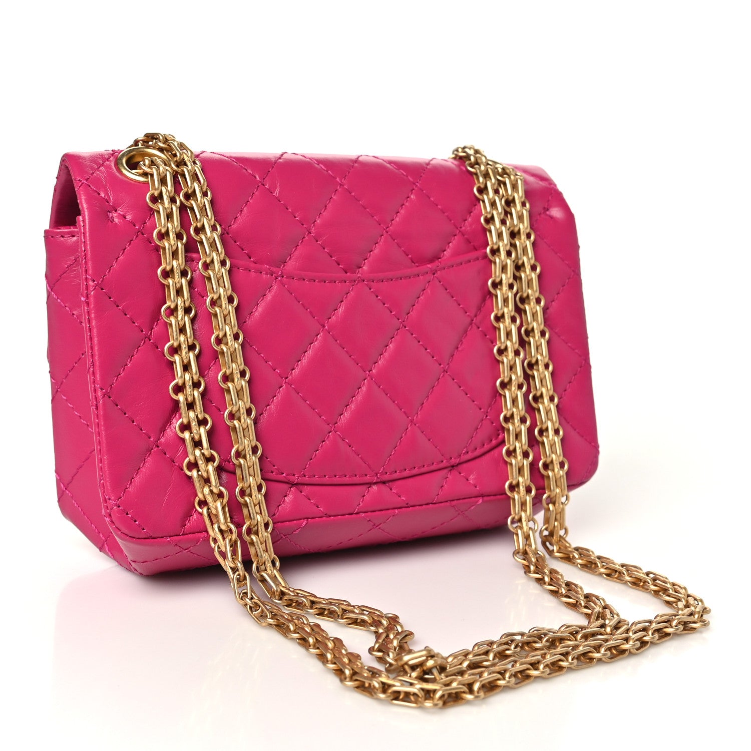 Aged Calfskin Quilted 2.55 Reissue Mini Flap Fuchsia — view 3
